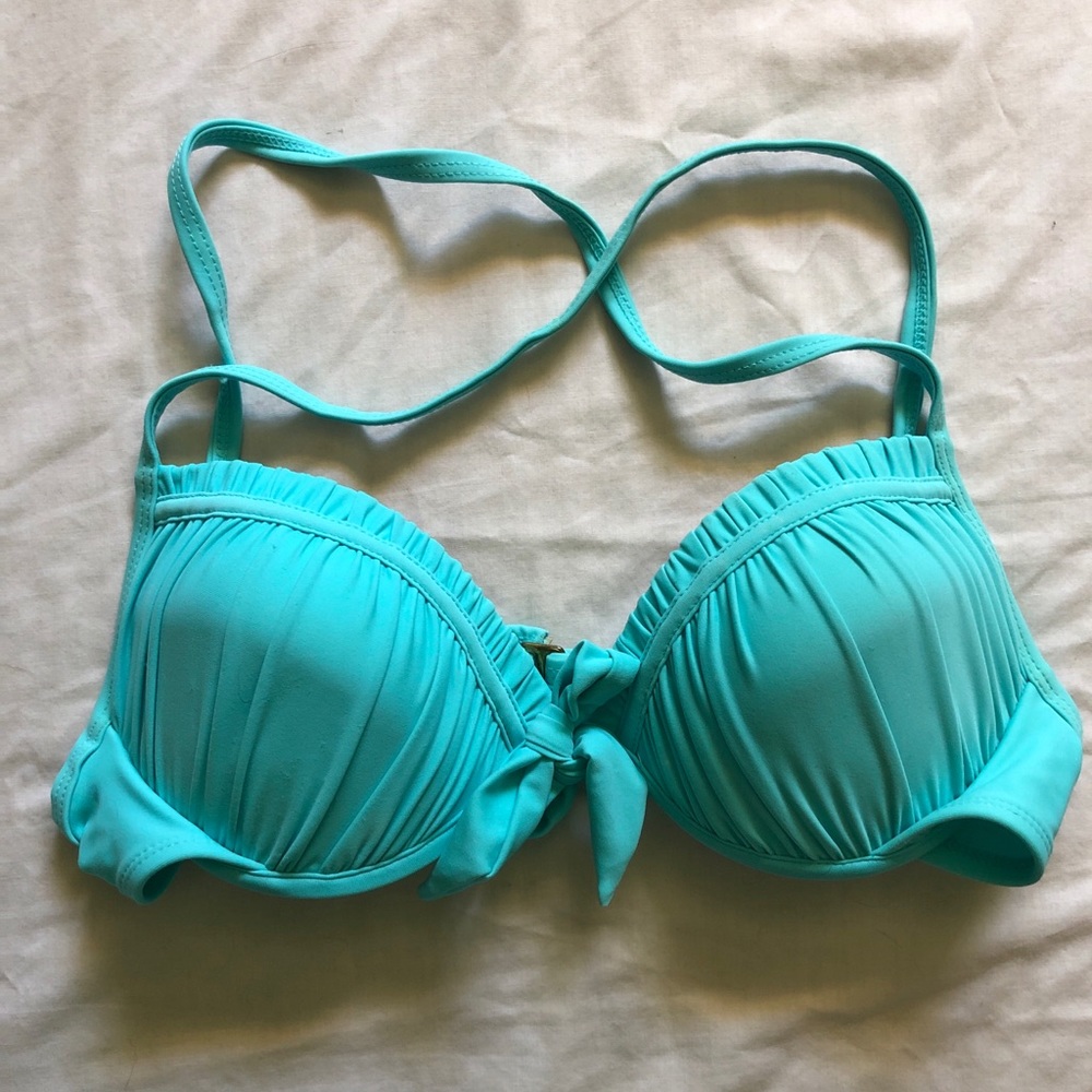 Aqua Scalloped Bikini Top